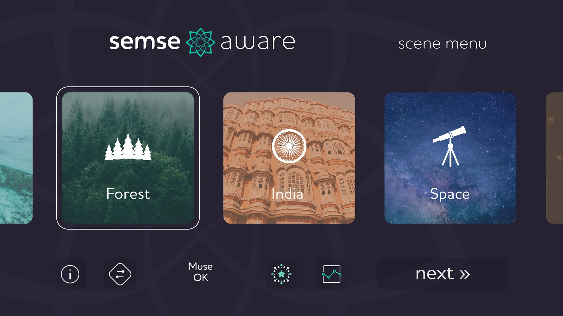 Semse Aware jelenet menü képernyő